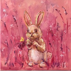  “Bunny and Butterfly - Original oil painting on canvas,”